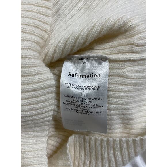 Reformation 'Emanuele' White Cashmere Novelty Button Sweater Size S - Picture 5 of 5